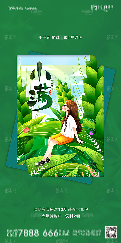 地产小满芒种节气简约大气海报