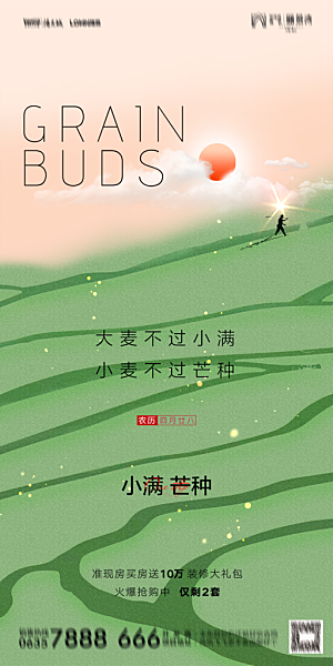 地产小满芒种节气简约大气海报