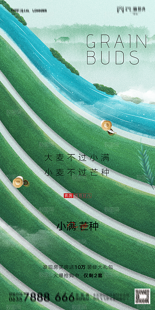 地产小满芒种节气简约大气海报