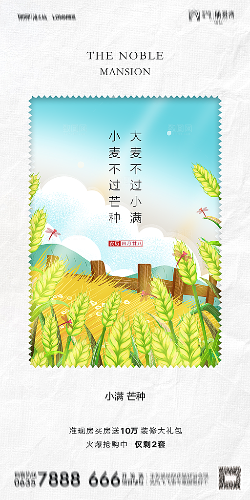 地产小满芒种节气简约大气海报