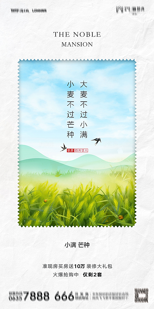 地产小满芒种节气简约大气海报