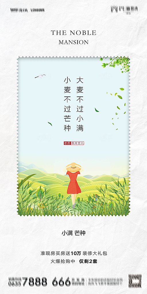 地产小满芒种节气简约大气海报