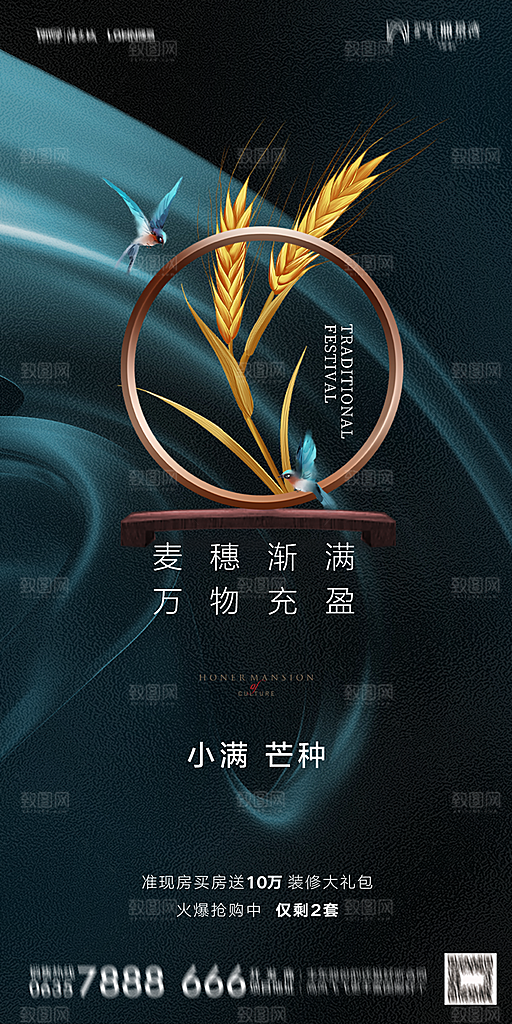 地产小满芒种节气简约大气海报