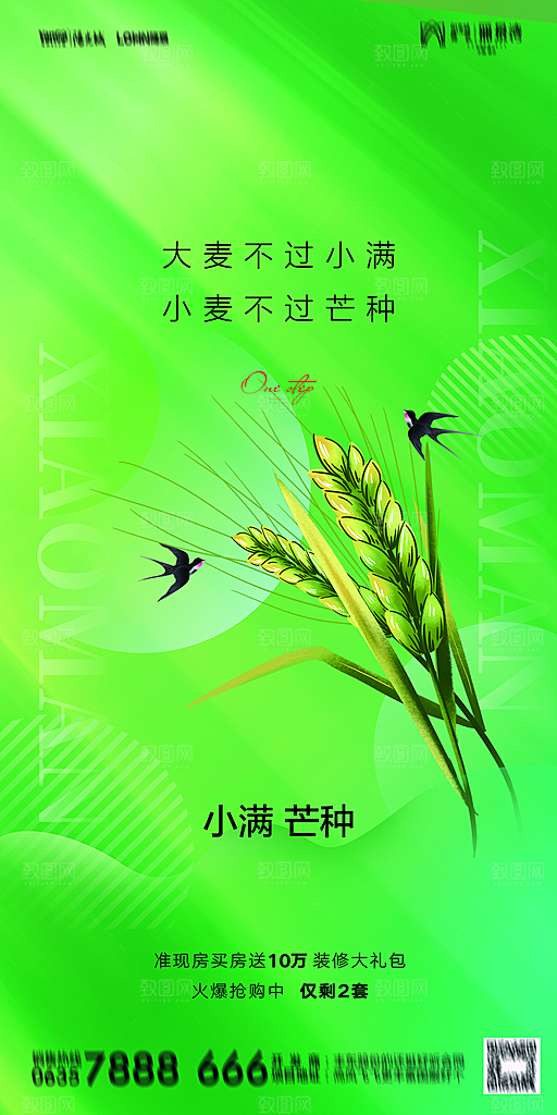 地产小满芒种节气简约大气海报