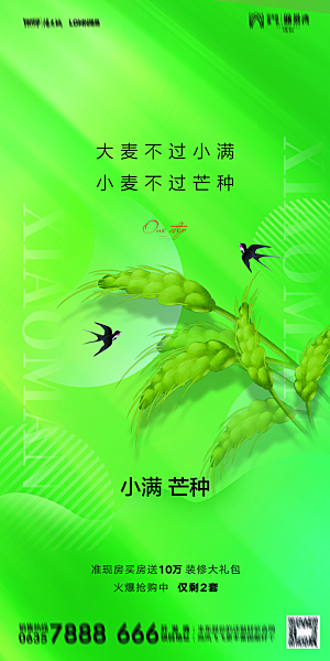 地产小满芒种节气简约大气海报
