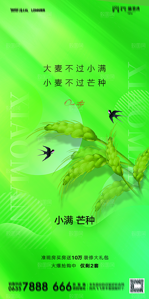 地产小满芒种节气简约大气海报