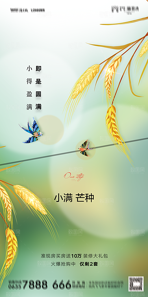 地产小满芒种节气简约大气海报