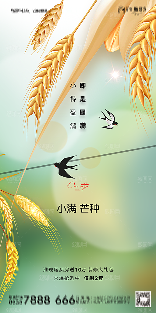 地产小满芒种节气简约大气海报