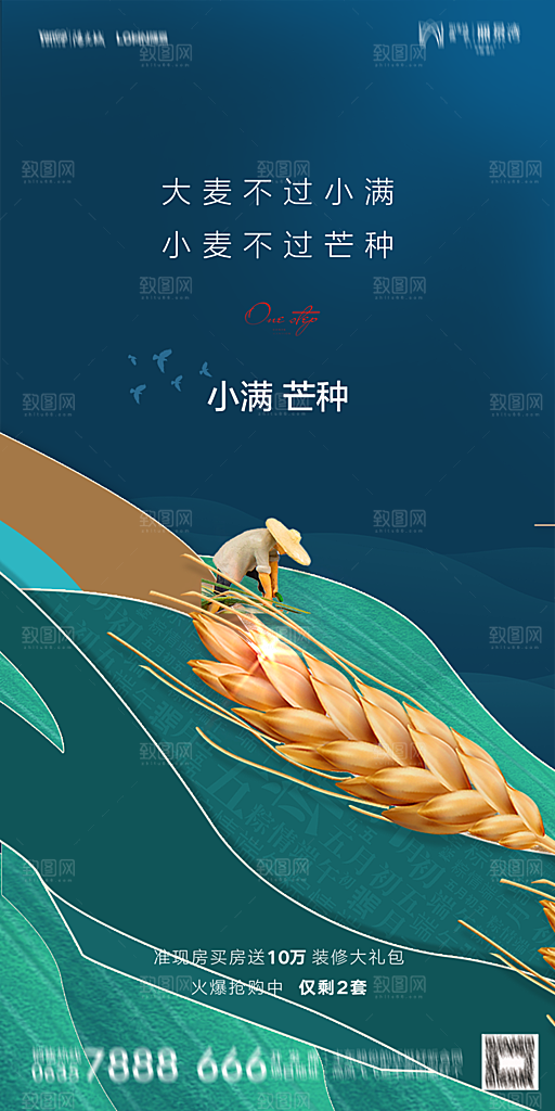 地产小满芒种节气简约大气海报