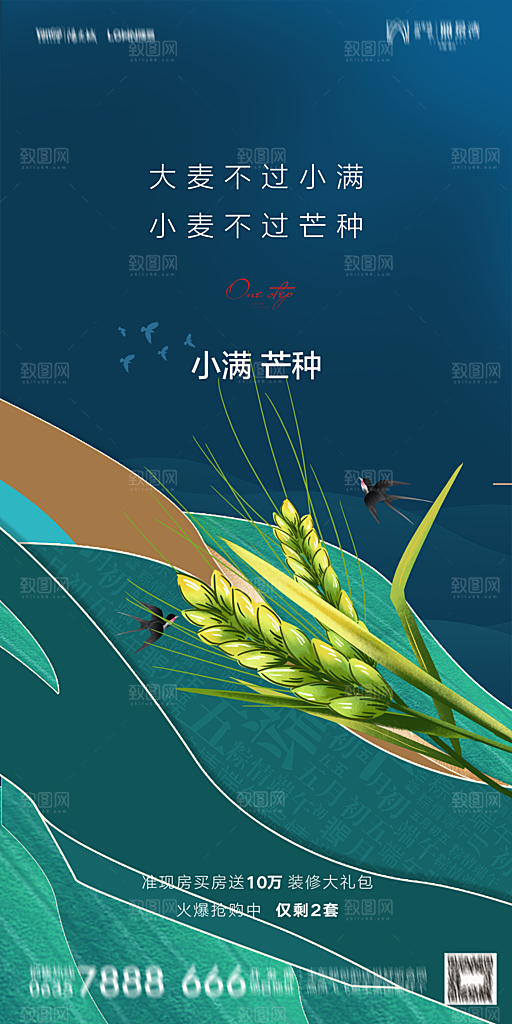 地产小满芒种节气简约大气海报