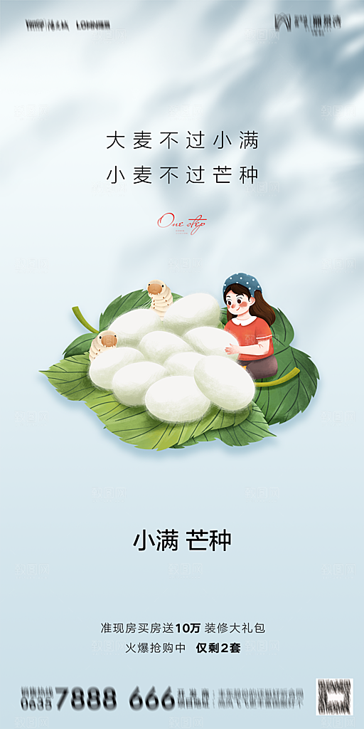 地产小满芒种节气简约大气海报