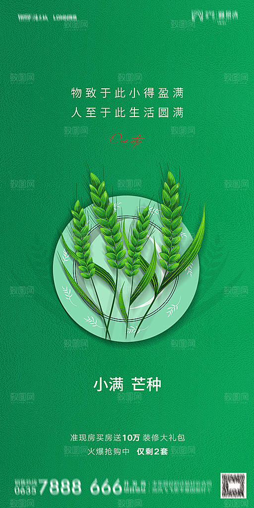 地产小满芒种节气简约大气海报