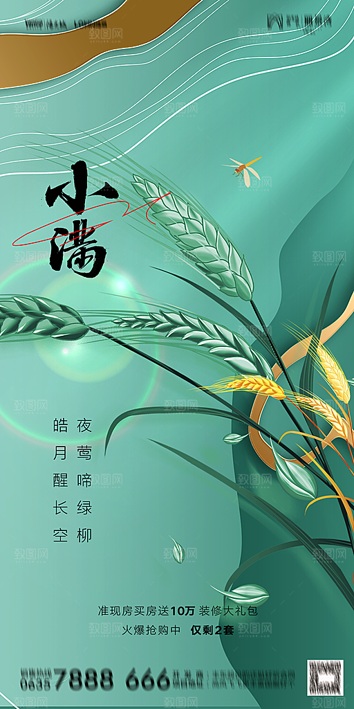 地产小满芒种节气简约大气海报