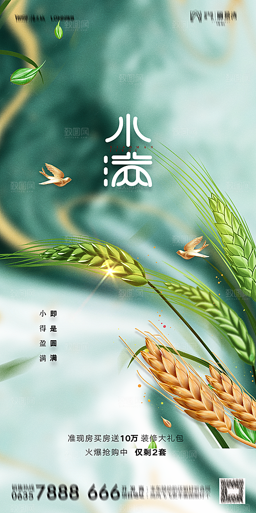 地产小满芒种节气简约大气海报