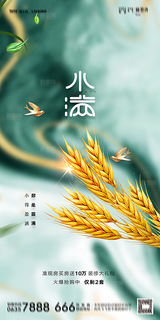 地产小满芒种节气简约大气海报