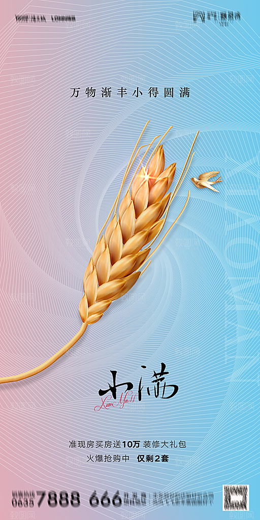 地产小满芒种节气简约大气海报