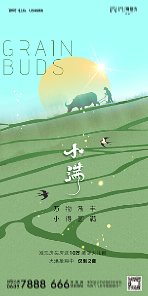 地产小满芒种节气简约大气海报