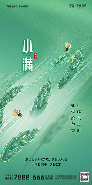地产小满芒种节气简约大气海报