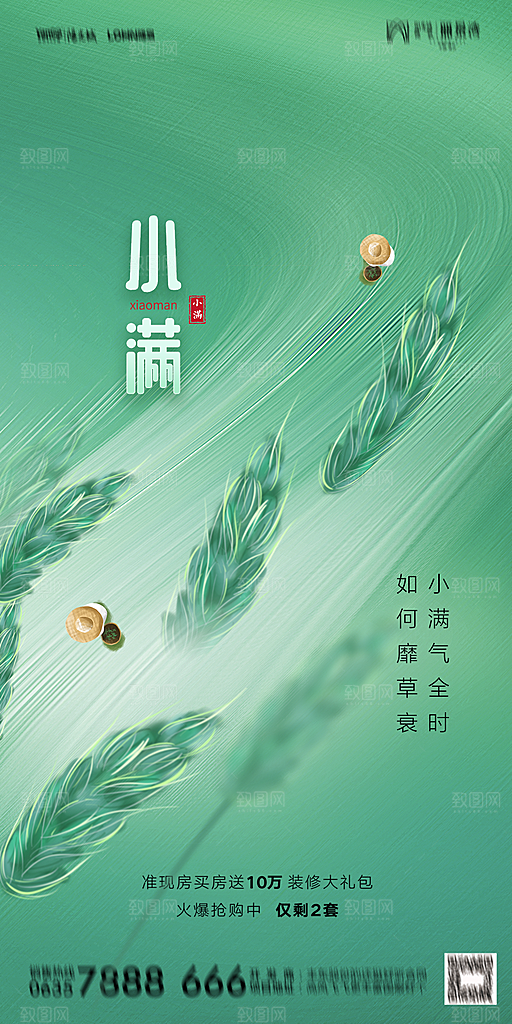 地产小满芒种节气简约大气海报
