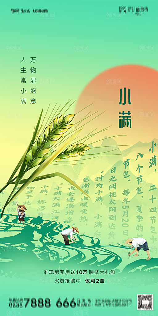 地产小满芒种节气简约大气海报