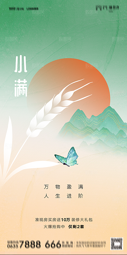 地产小满芒种节气简约大气海报