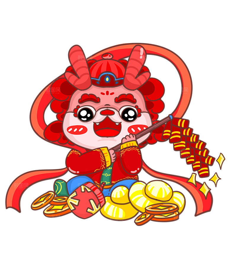 放鞭炮的可爱龙形象