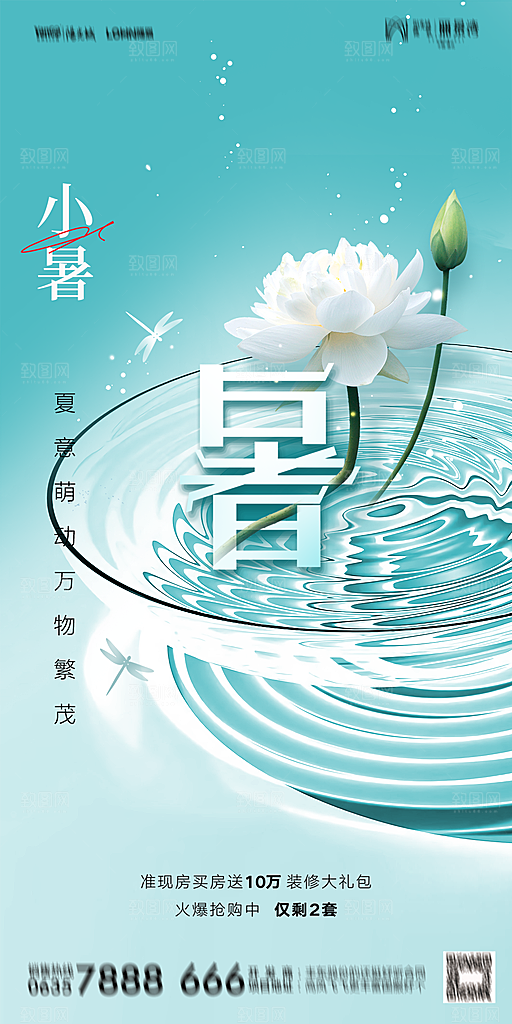 地产小暑大暑节气简约大气海报