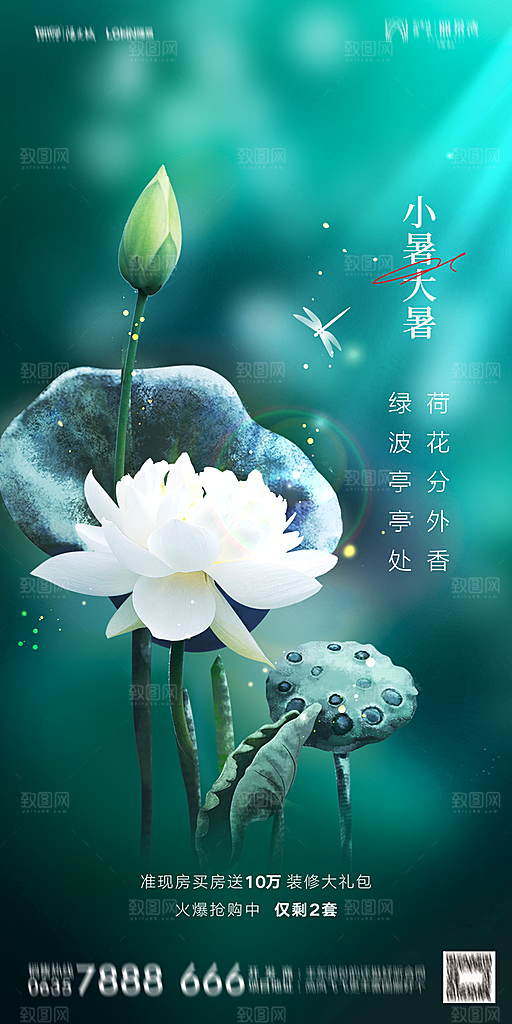 地产小暑大暑节气简约大气海报