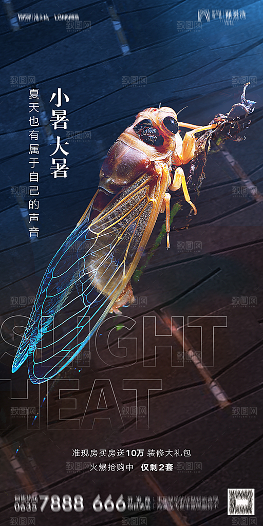 地产小暑大暑节气简约大气海报