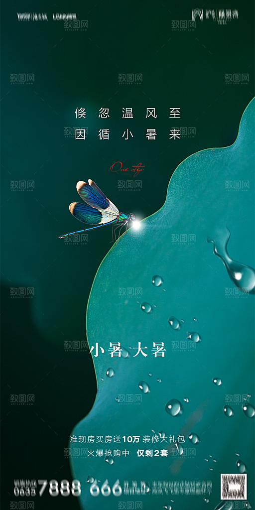 地产小暑大暑节气简约大气海报