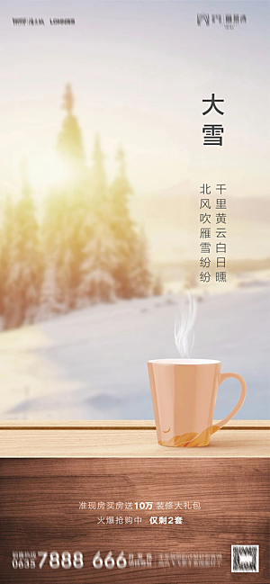 地产大雪节气简约大气海报