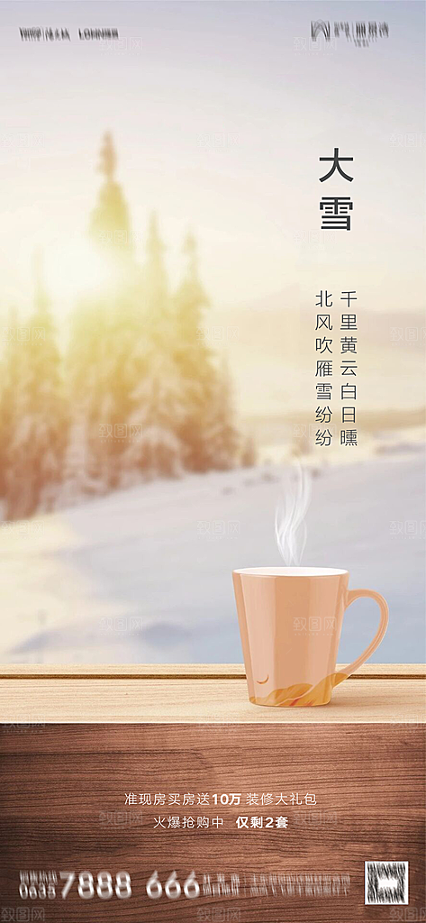 地产大雪节气简约大气海报