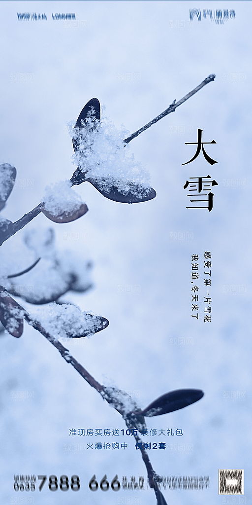 地产大雪节气简约大气海报