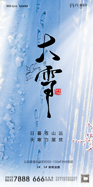 地产大雪节气简约大气海报