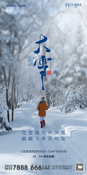 地产大雪节气简约大气海报
