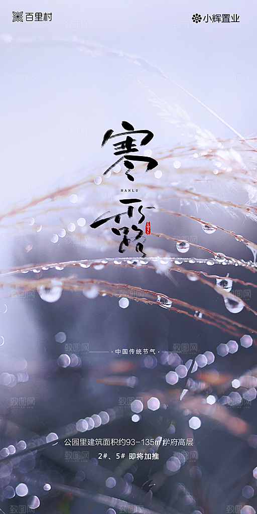 地产寒露节气简约大气海报