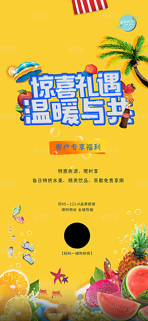 美食水果促销活动手机海报