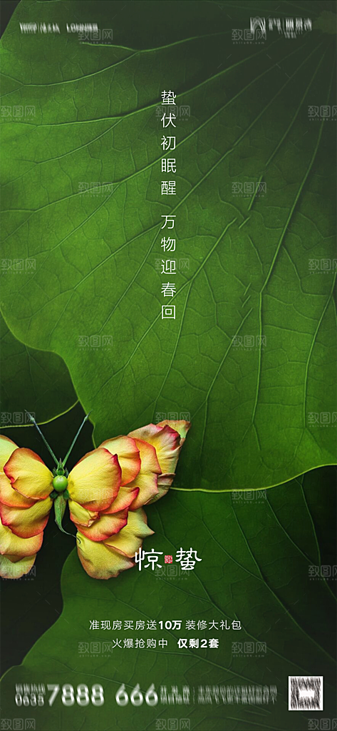 地产惊蛰节气简约大气海报