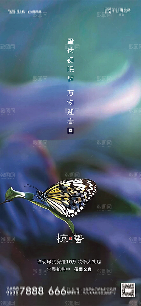 地产惊蛰节气简约大气海报