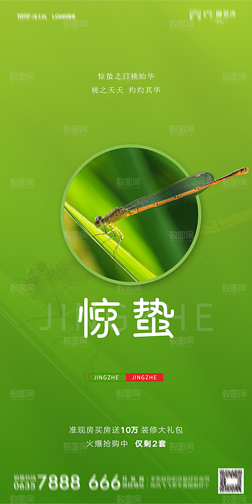 地产惊蛰节气简约大气海报