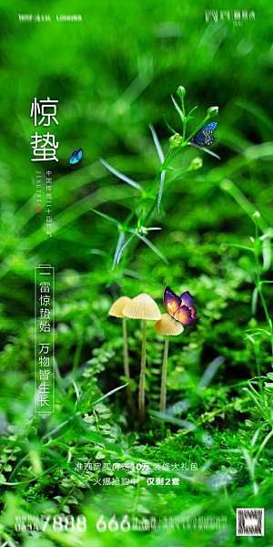 地产惊蛰节气简约大气海报
