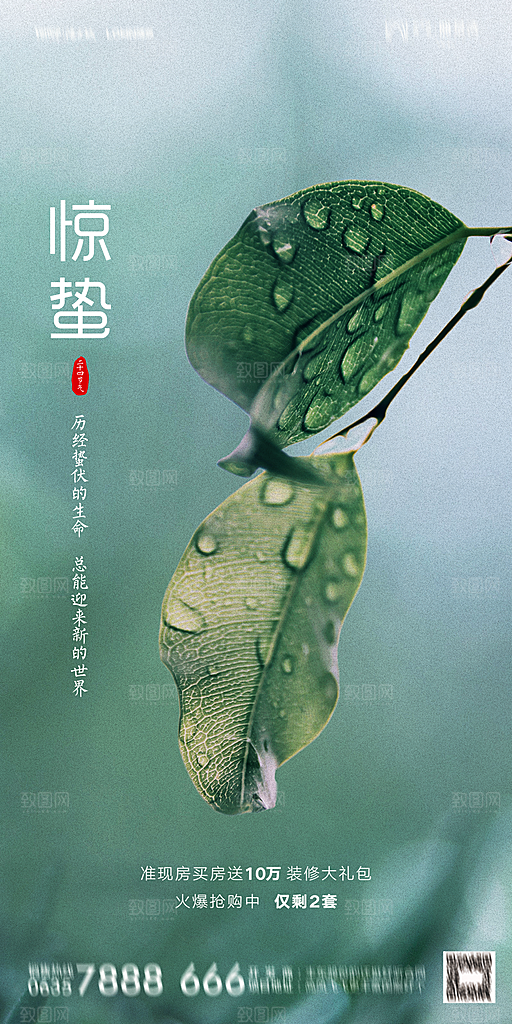 地产惊蛰节气简约大气海报