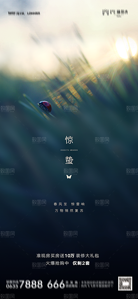 地产惊蛰节气简约大气海报