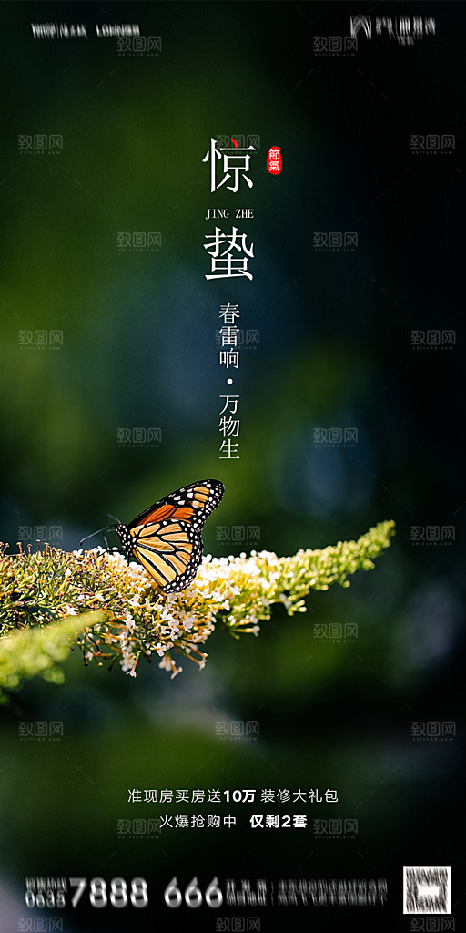 地产惊蛰节气简约大气海报