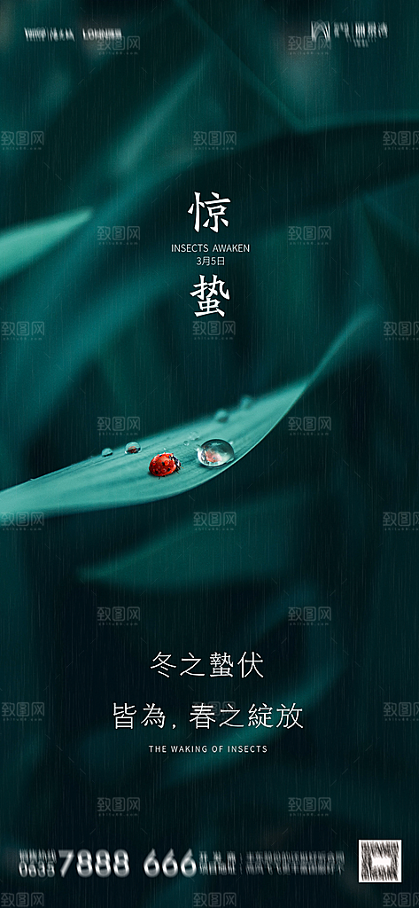 地产惊蛰节气简约大气海报