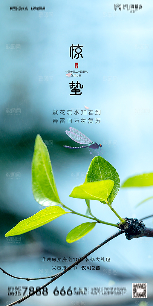 地产惊蛰节气简约大气海报
