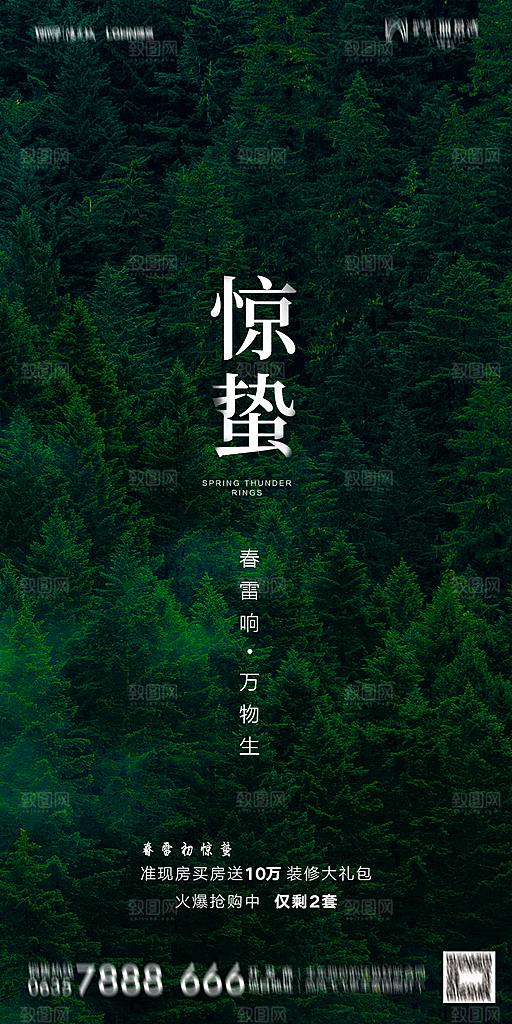 地产惊蛰节气简约大气海报