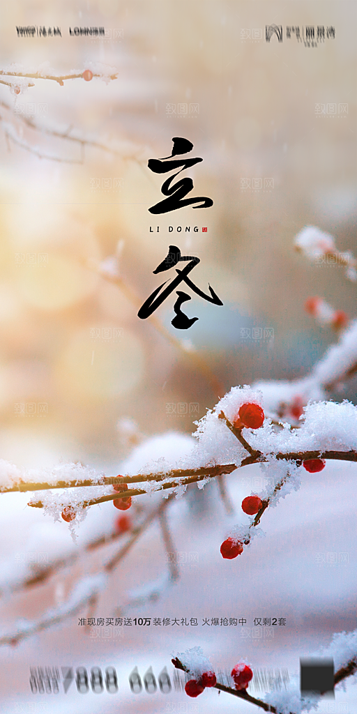 地产立冬节气简约大气海报