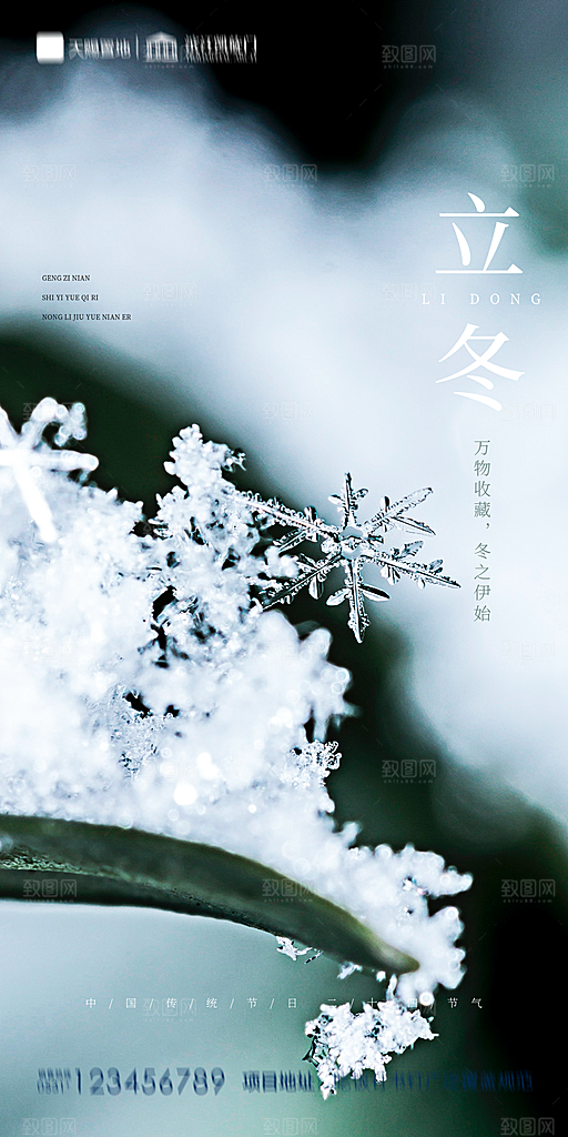 地产立冬节气简约大气海报