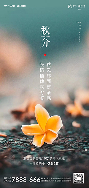 地产秋分节气简约大气海报